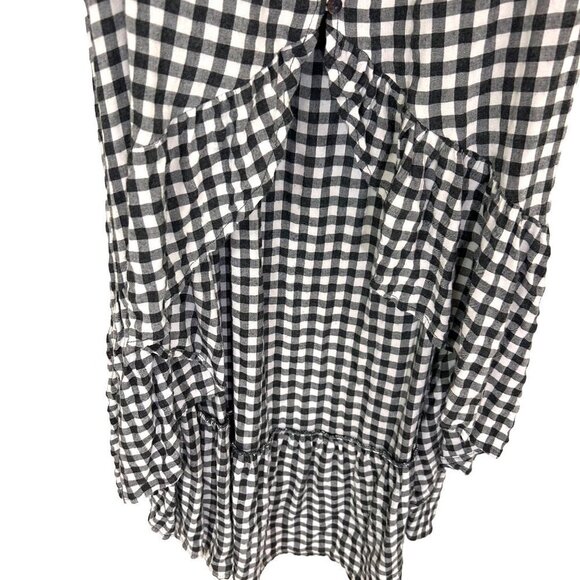 Peach Love Dress Women Small Black/White Peasant Maxi Gingham Low and High - Picture 3 of 6